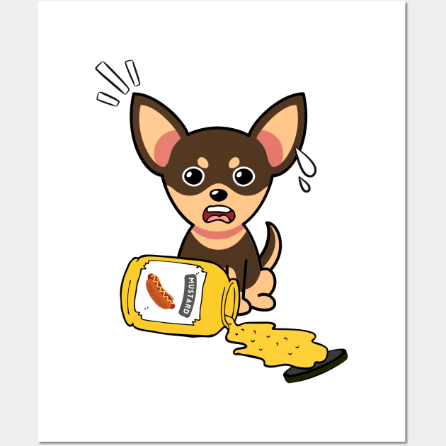 Funny small dog spills a jar of mustard Wall Art by Pet Station